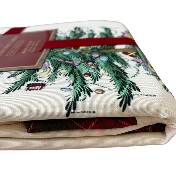 Spode Christmas Tree Tartan Holiday Tablecloth 60x120 Oblong New - Picture 9 of 14